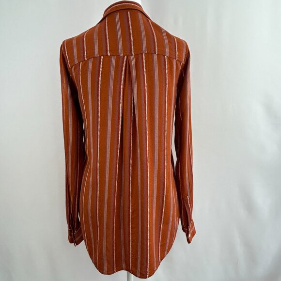 Twik Boho Striped  long-sleeve Button-Up Shirt Rust – Size Small - Picture 6 of 9